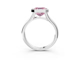 White gold Bezel Set Fancy Pink Asscher  Solitaire Diamond Ring with Smooth Band 3