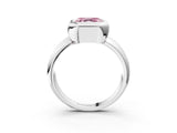 White gold Bezel Set Fancy Pink Asscher  Solitaire Ring with Wide Band 4