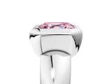 White gold Bezel Set Fancy Pink Asscher  Solitaire Ring with Wide Band