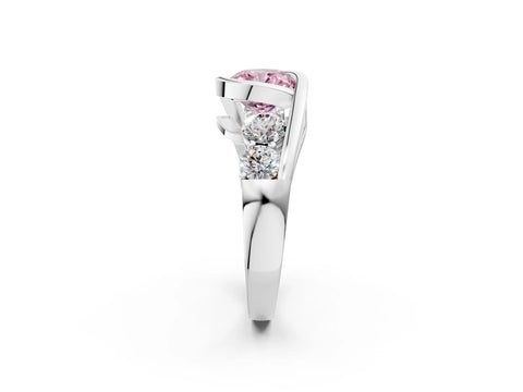 White gold Bezel Set Fancy Pink Cushion Cut Diamond Split Shank Ring_26