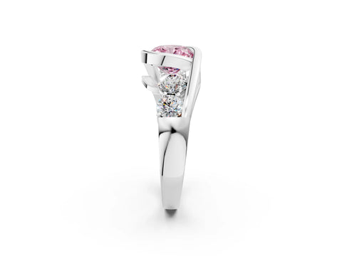 White gold Bezel Set Fancy Pink Cushion Cut Diamond Split Shank Ring_2