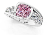 White gold Bezel Set Fancy Pink Cushion Cut Diamond Split Shank Ring_46