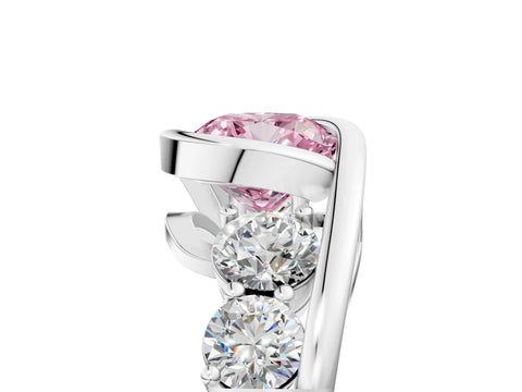 White gold Bezel Set Fancy Pink Cushion Cut Diamond Split Shank Ring_5