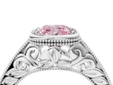 White gold Bezel Set Fancy Pink Cushion  Diamond Milgrain Pave Engagement Ring_32
