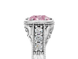 White gold Bezel Set Fancy Pink Cushion  Diamond Milgrain Pave Engagement Ring_33