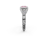 White gold Bezel Set Fancy Pink Cushion  Diamond Milgrain Pave Engagement Ring_35
