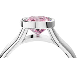 White gold Bezel Set Fancy Pink Cushion  Solitaire Diamond Ring with Smooth Band