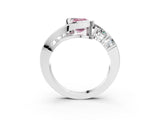 White gold Bezel Set Fancy Pink Emerald Cut Diamond Split Shank Ring_33