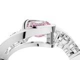 White gold Bezel Set Fancy Pink Emerald Cut Diamond Split Shank Ring_4