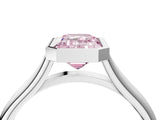 White gold Bezel Set Fancy Pink Emerald  Cut Solitaire Ring with Tapered Band 4