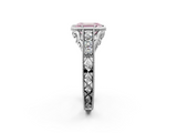 White gold Bezel Set Fancy Pink Emerald  Diamond Milgrain Pave Engagement Ring_35