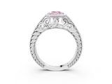 White gold Bezel Set Fancy Pink Emerald  Diamond Milgrain Pave Engagement Ring_36