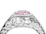 White gold Bezel Set Fancy Pink Emerald  Diamond Milgrain Pave Engagement Ring_37