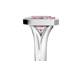 White gold Bezel Set Fancy Pink Emerald  Solitaire Diamond Ring with Smooth Band 5