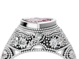 White gold Bezel Set Fancy Pink Heart Cut Diamond Milgrain Band Ring_4