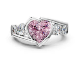 White gold Bezel Set Fancy Pink Heart Cut Diamond Split Shank Ring_24