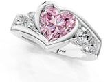 White gold Bezel Set Fancy Pink Heart Cut Diamond Split Shank Ring_25