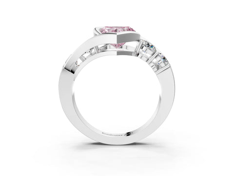 White gold Bezel Set Fancy Pink Heart Cut Diamond Split Shank Ring_27