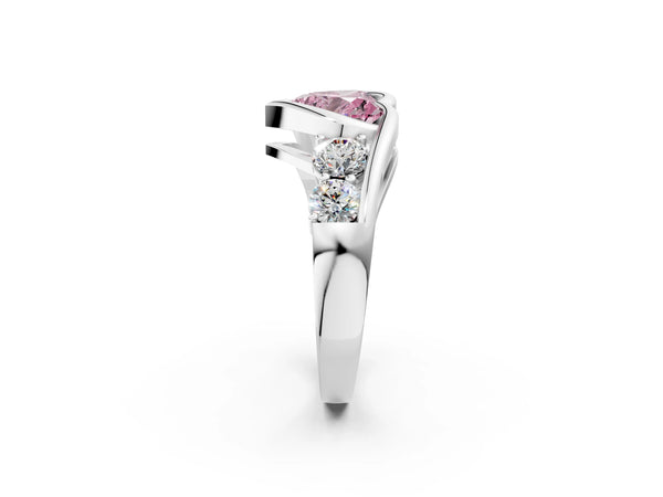 White gold Bezel Set Fancy Pink Heart Cut Diamond Split Shank Ring