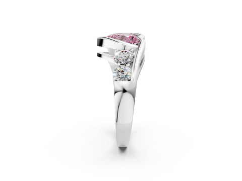 White gold Bezel Set Fancy Pink Heart Cut Diamond Split Shank Ring_2