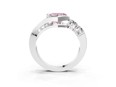 White gold Bezel Set Fancy Pink Heart Cut Diamond Split Shank Ring_51