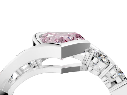 White gold Bezel Set Fancy Pink Heart Cut Diamond Split Shank Ring_52