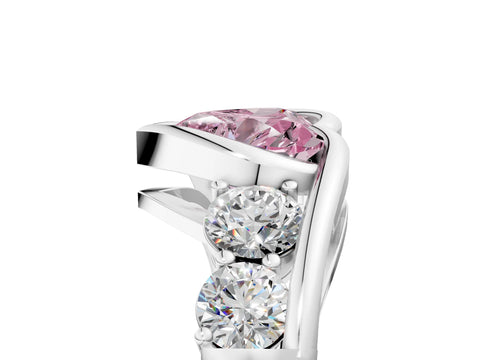 White gold Bezel Set Fancy Pink Heart Cut Diamond Split Shank Ring_5