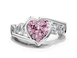 White gold Bezel Set Fancy Pink Heart Cut Diamond Split Shank Ring_61