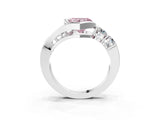 White gold Bezel Set Fancy Pink Heart Cut Diamond Split Shank Ring_64