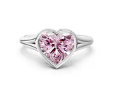 White gold Bezel Set Fancy Pink Heart  Cut Solitaire Ring with Tapered Band 1