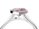 White gold Bezel Set Fancy Pink Heart  Cut Solitaire Ring with Tapered Band 5