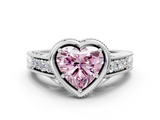 White gold Bezel Set Fancy Pink Heart  Diamond Milgrain Pave Engagement Ring_33