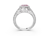 White gold Bezel Set Fancy Pink Heart  Diamond Milgrain Pave Engagement Ring_36