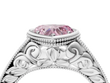 White gold Bezel Set Fancy Pink Heart  Diamond Milgrain Pave Engagement Ring_36
