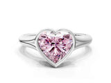 White gold Bezel Set Fancy Pink Heart  Solitaire Diamond Ring with Smooth Band 1