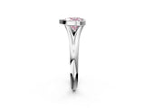 White gold Bezel Set Fancy Pink Heart  Solitaire Diamond Ring with Smooth Band 3