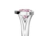 White gold Bezel Set Fancy Pink Heart  Solitaire Diamond Ring with Smooth Band
