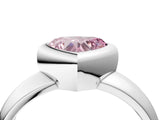 White gold Bezel Set Fancy Pink Heart  Solitaire Ring with Wide Band 5