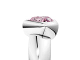 White gold Bezel Set Fancy Pink Heart  Solitaire Ring with Wide Band