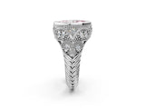 White gold Bezel Set Fancy Pink Marquise Cut Diamond Milgrain Band Ring_2