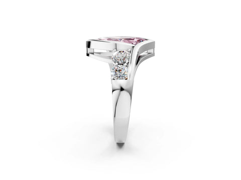 White gold Bezel Set Fancy Pink Marquise Cut Diamond Split Shank Ring_2
