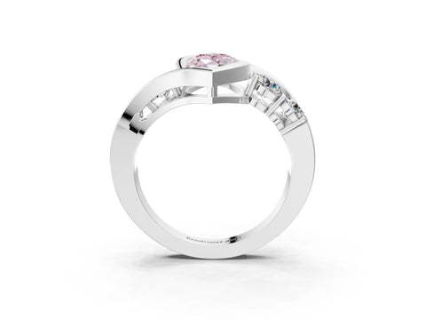 White gold Bezel Set Fancy Pink Marquise Cut Diamond Split Shank Ring_3