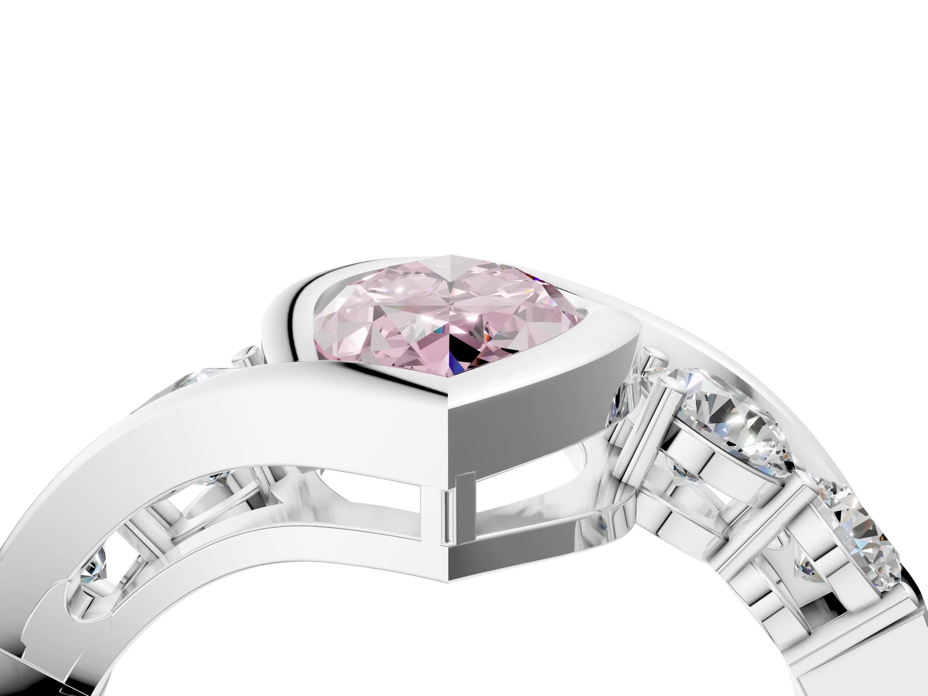 White gold Bezel Set Fancy Pink Marquise Cut Diamond Split Shank Ring_49