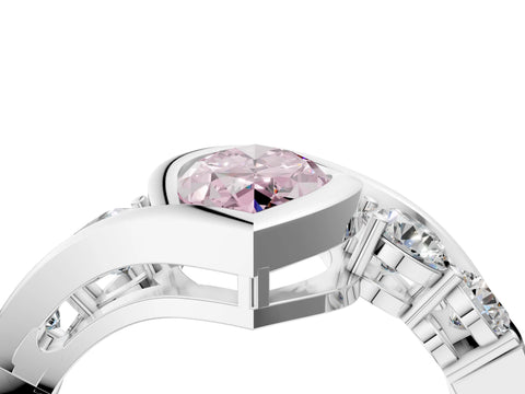 White gold Bezel Set Fancy Pink Marquise Cut Diamond Split Shank Ring_4
