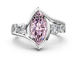 White gold Bezel Set Fancy Pink Marquise Cut Diamond Split Shank Ring_54