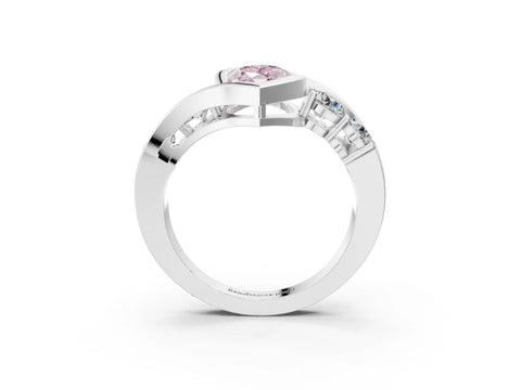 White gold Bezel Set Fancy Pink Marquise Cut Diamond Split Shank Ring_57