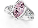White gold Bezel Set Fancy Pink Marquise Cut Diamond Split Shank Ring_62