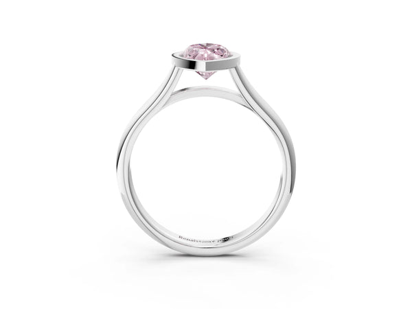 White gold Bezel Set Fancy Pink Marquise  Cut Solitaire Ring with Tapered Band