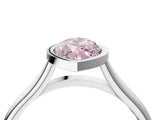 White gold Bezel Set Fancy Pink Marquise  Cut Solitaire Ring with Tapered Band