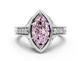 White gold Bezel Set Fancy Pink Marquise  Diamond Milgrain Pave Engagement Ring_34